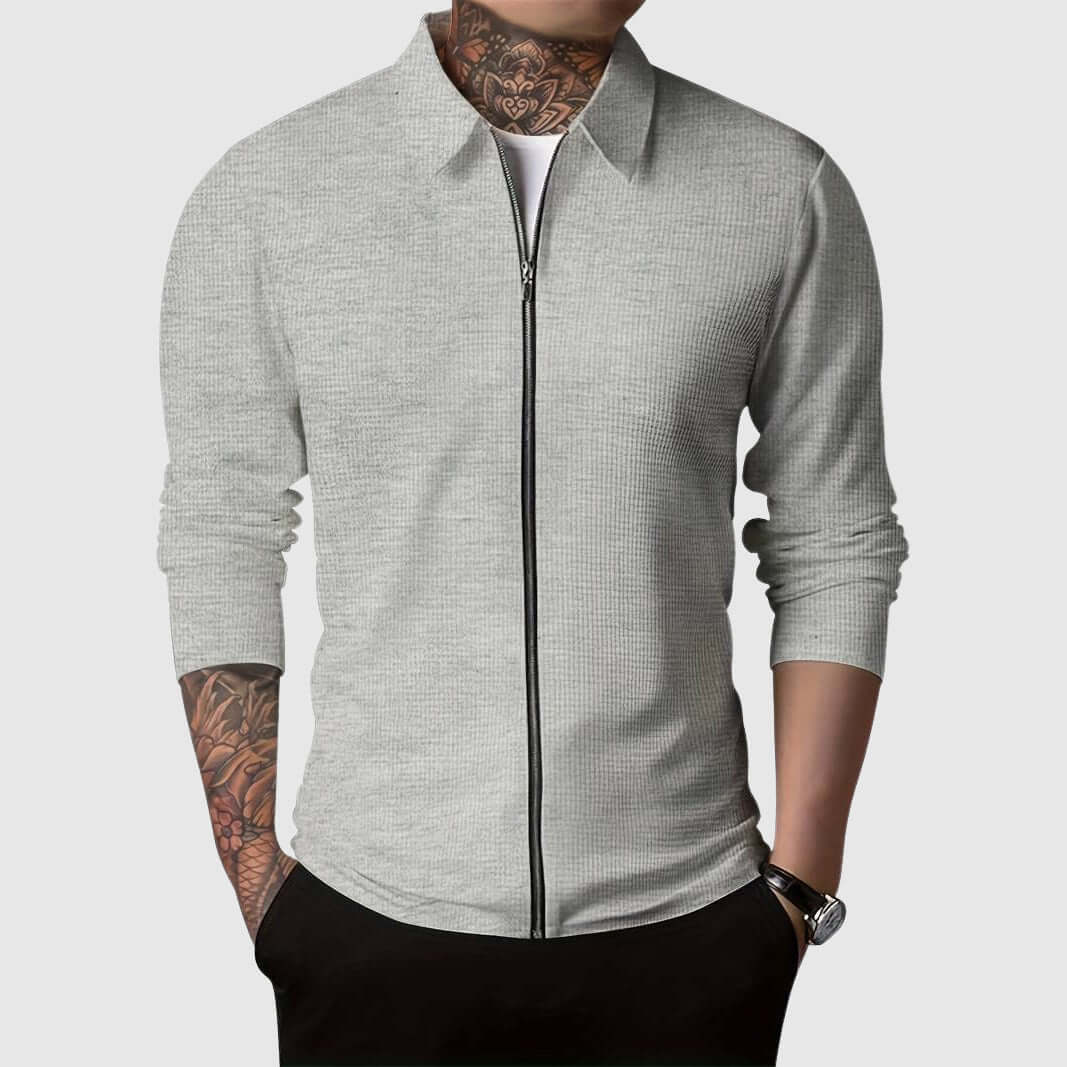Berg-Feldt | Herren Waffelstrick Zip-Up Jacke