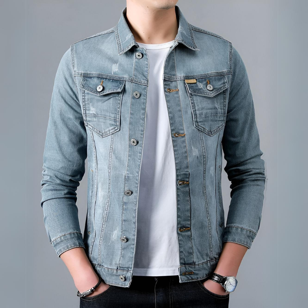 Berg-Feldt | Klassisch Herren Denim Jacke