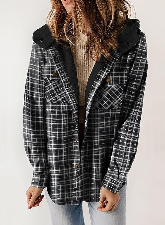 Berg-Feldt | Plaid Jacke Langarm Schnalle Wolle mit Kapuze