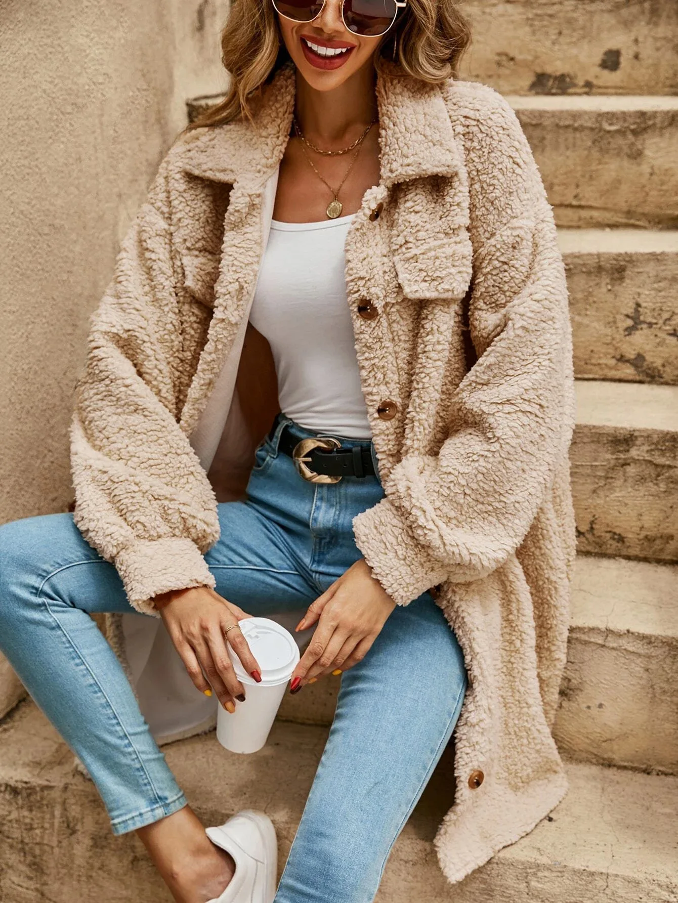 Berg-Feldt | Teddyjacke - bequeme lange Damenjacke