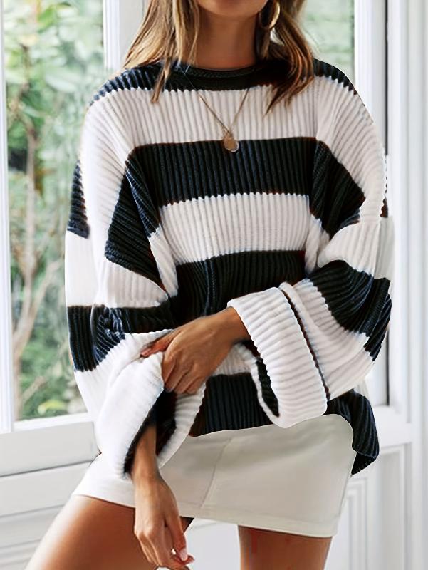 Berg-Feldt | Strickpullover mit Streifen Lockerer Sitz Lässig und Komfortabel