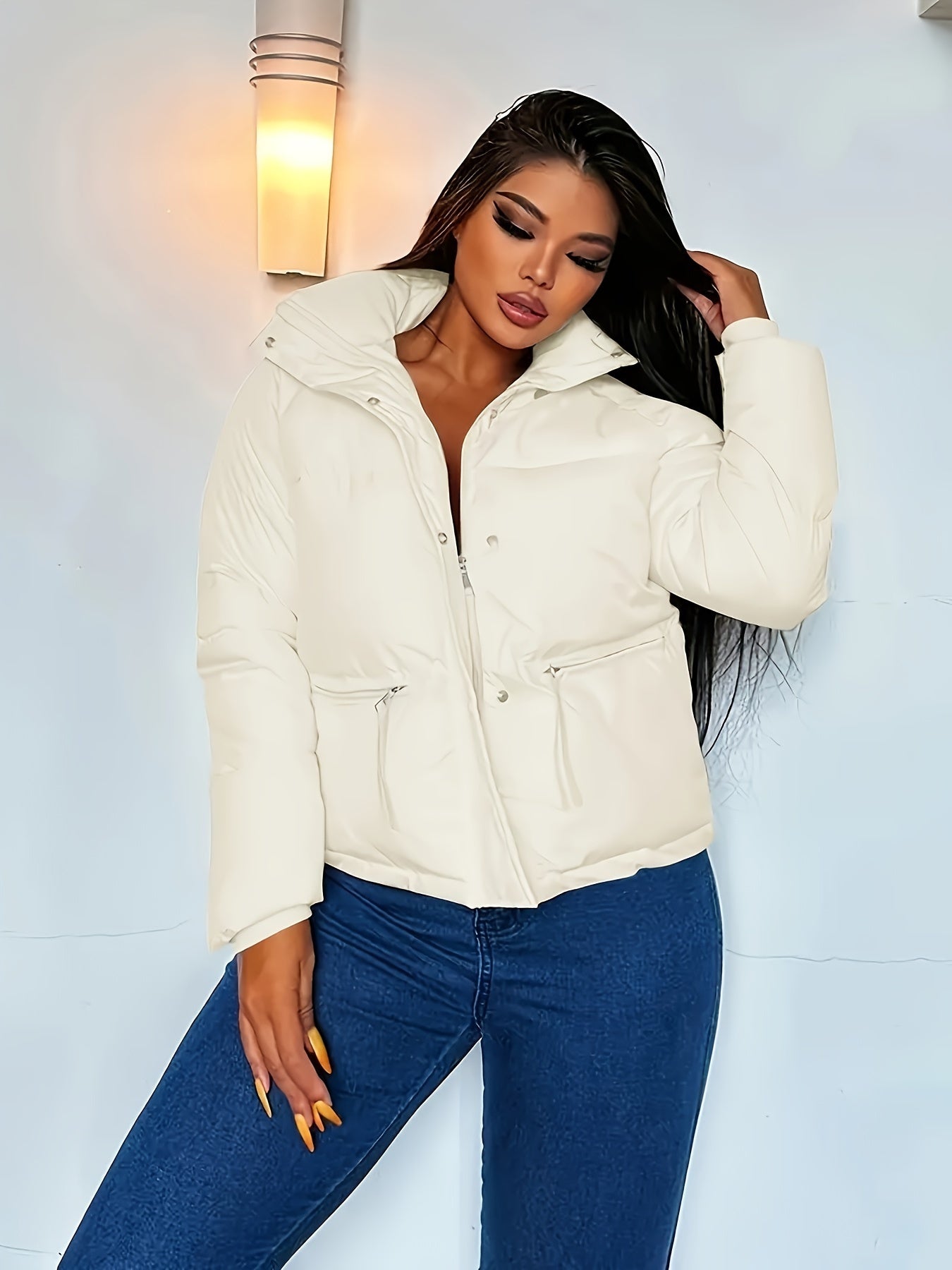Berg-Feldt | Kurze Lässige Daunenjacke mit Reißverschluss für Damen Ideal für Herbst Winter