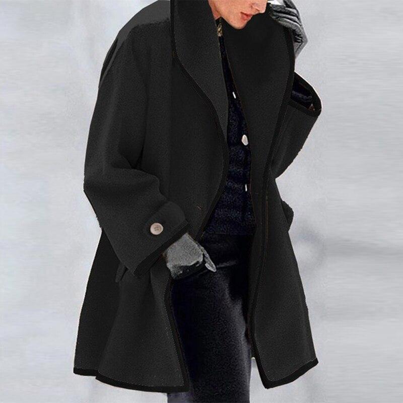 Berg-Feldt | Manteau en laine à col châle - Manteau mi-cuisse ouvert sur le devant