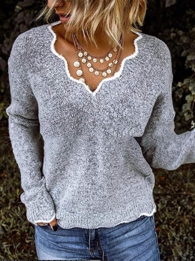 Berg-Feldt | Strickpullover mit Langen Ärmeln und V-Ausschnitt