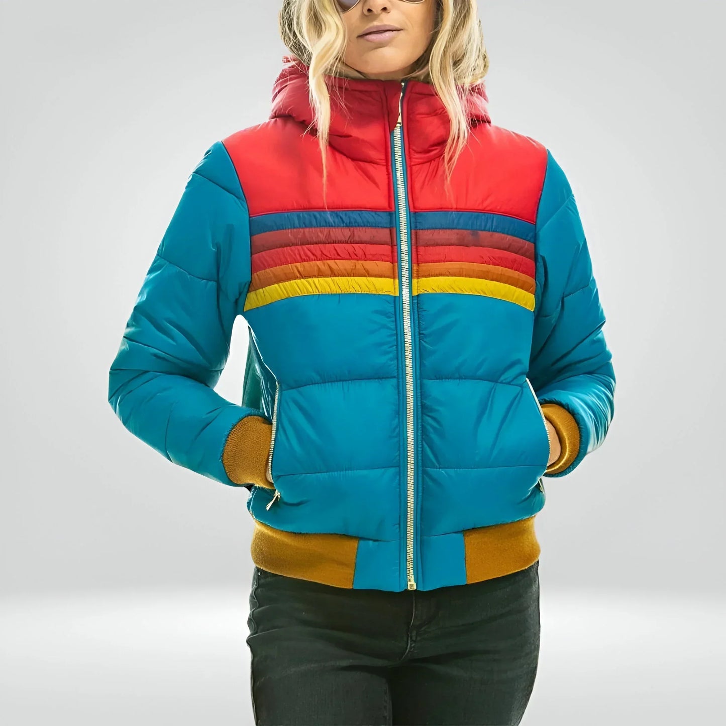 Fudus Sport Sweat-shirt à capuche rayé