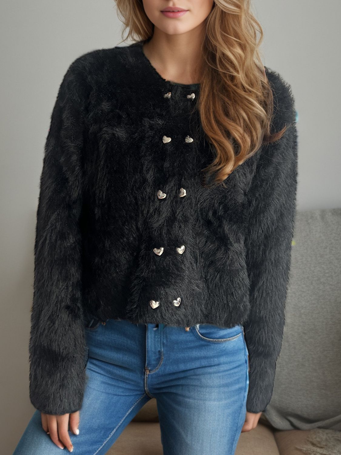 Berg-Feldt | Pelzstrick-cardigan Weicher Faux Fur Elegantes Design