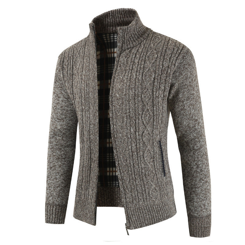 Herren Strickjacke mit Zopfdesign und hohem Kragen Berg-Feldt