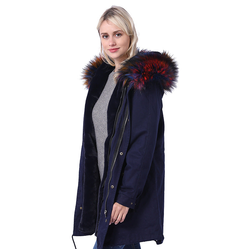 Manteau long femme avec col décoratif en fausse fourrure Berg-Feldt