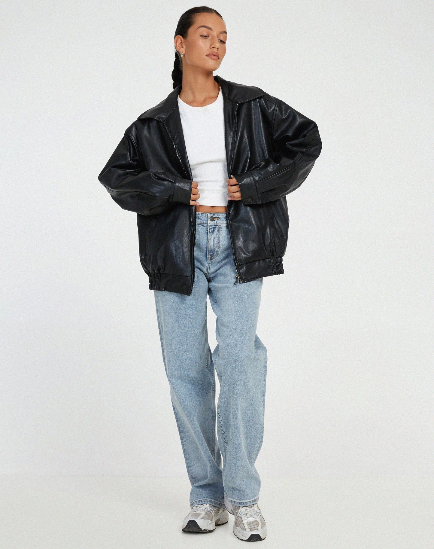 Berg-Feldt | Übergröße PU-Lederjacke Damen Modischer Look, Hochwertiges Kunstleder