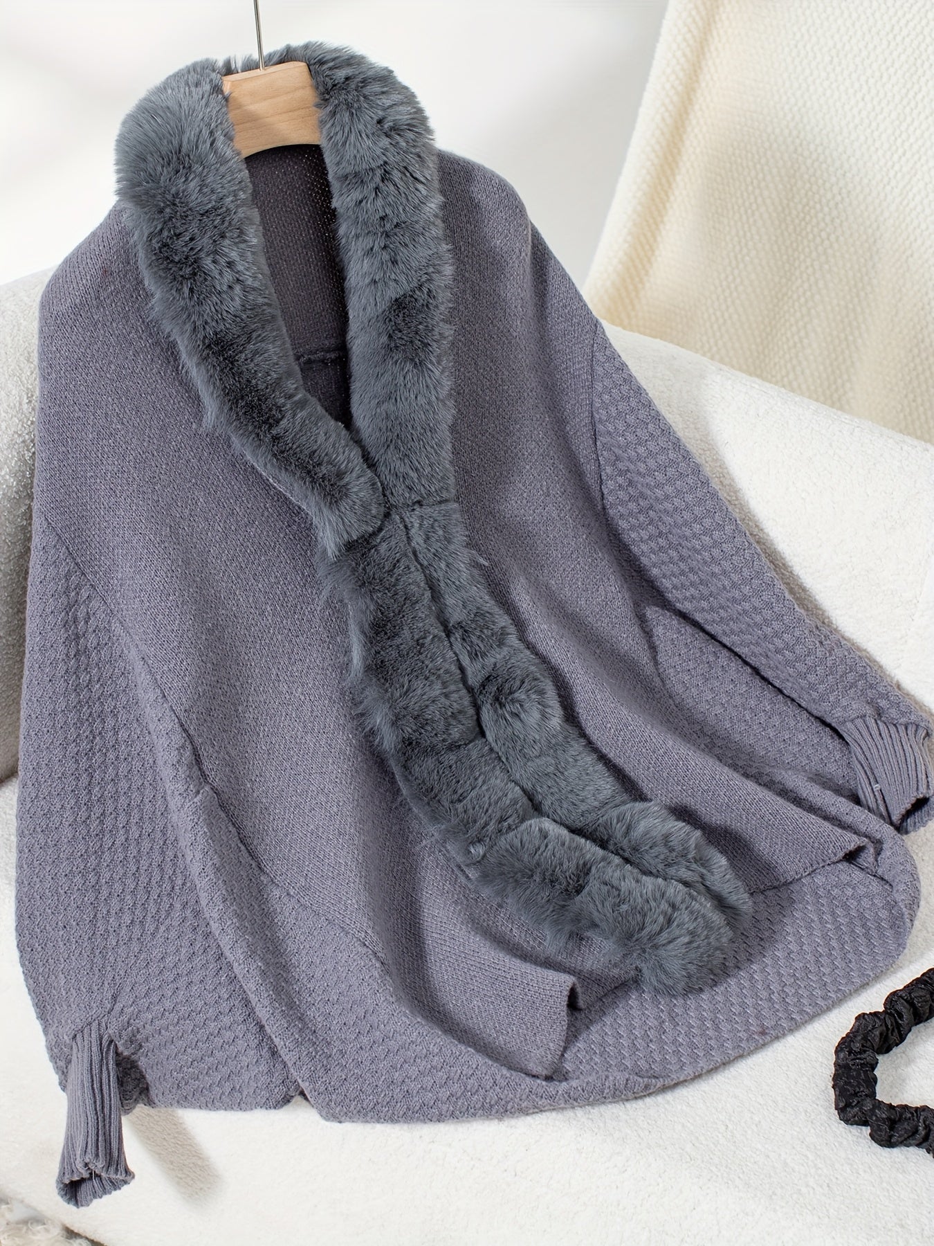 Berg-Feldt | Faux Fur Cardigan mit Schal Kragen Akryl Warm und Elegant
