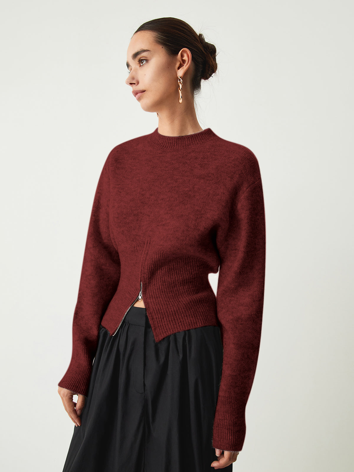 Fudus – Pull en demi-zip et matière duveteuse pour femme