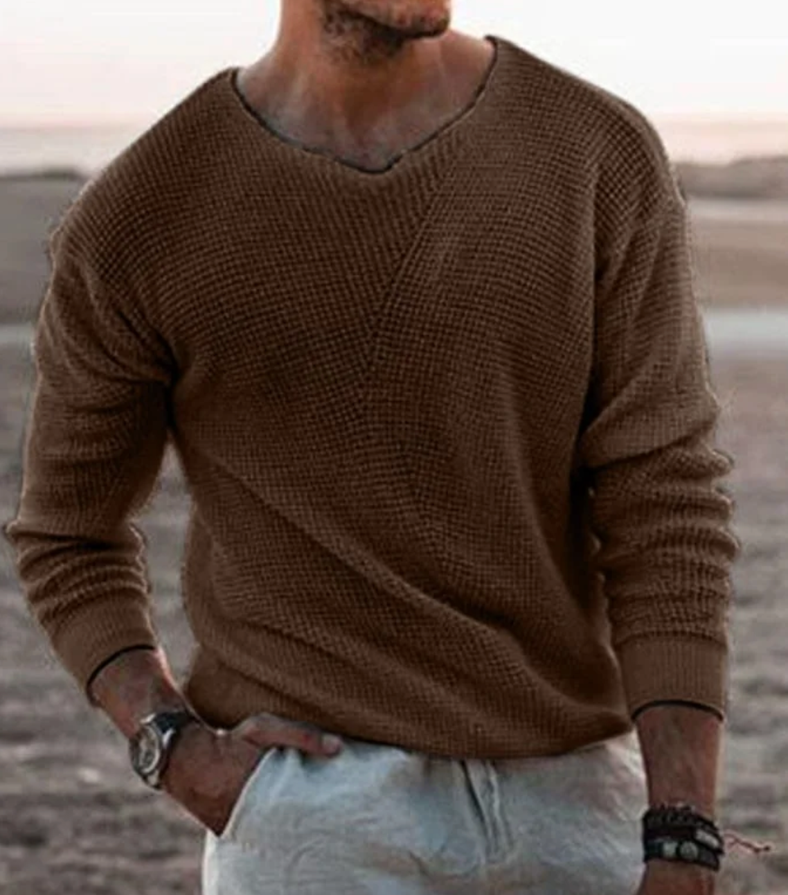 Chandail à col en V pour homme