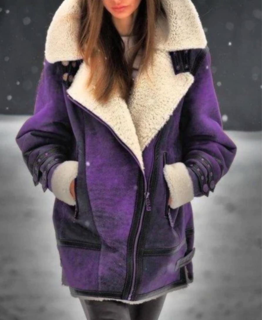 Berg-Feldt | Gepolsterte Jacke Aus Kunstleder mit Warmer Plüschfutter