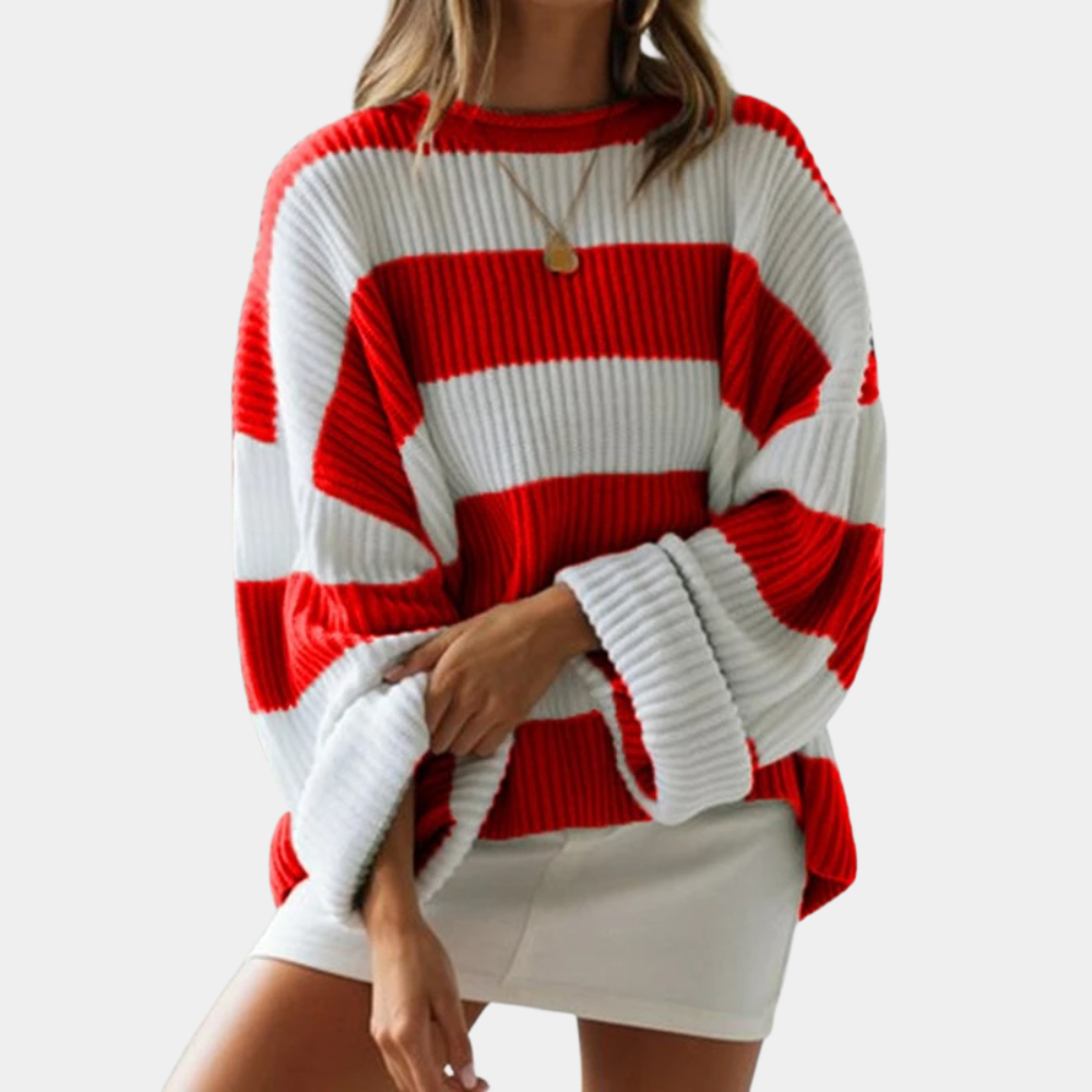Berg-Feldt | Schwarz und Weiß Strickpullover mit Breiten Streifen Acryl Modern und Bequem