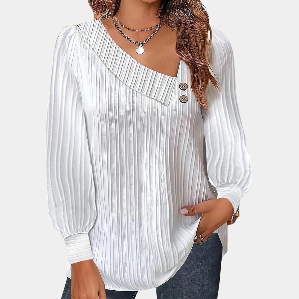 Berg-Feldt | Rippstrickbluse mit Knöpfen Polyester Komfortabel und Trendy