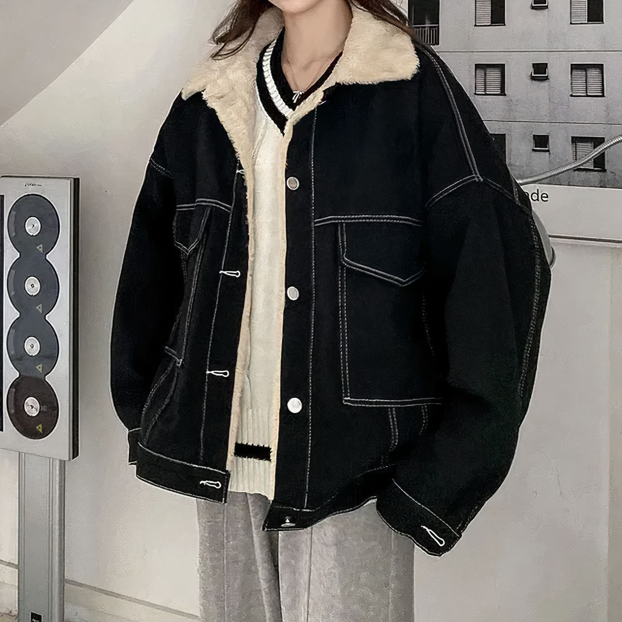 Callie : Veste en jean polaire d'hiver