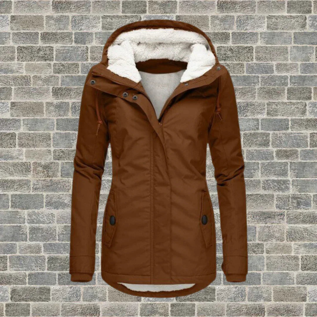 Manteau en coton à capuche - Camila (effet froissé)