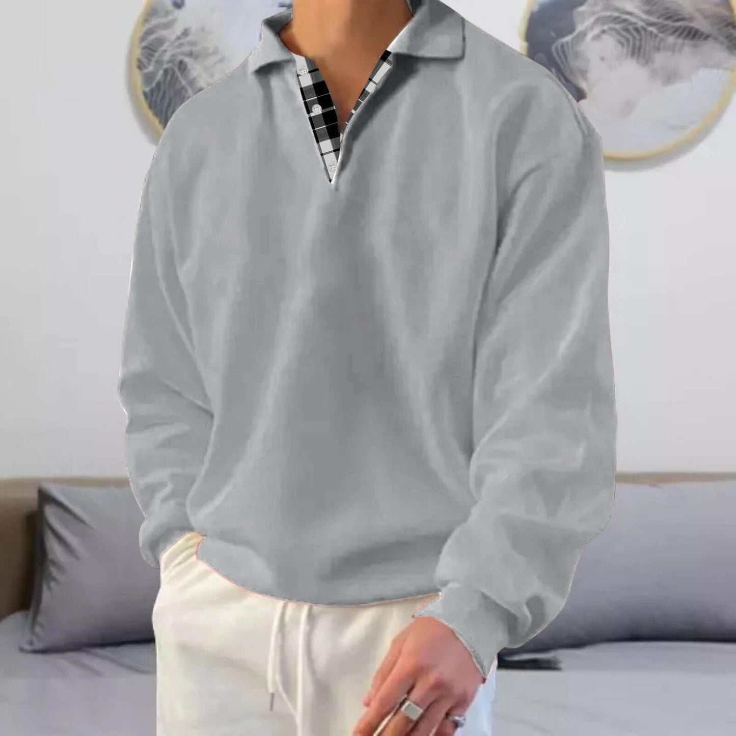 V-Neck Langarm-Pullover Cyrus