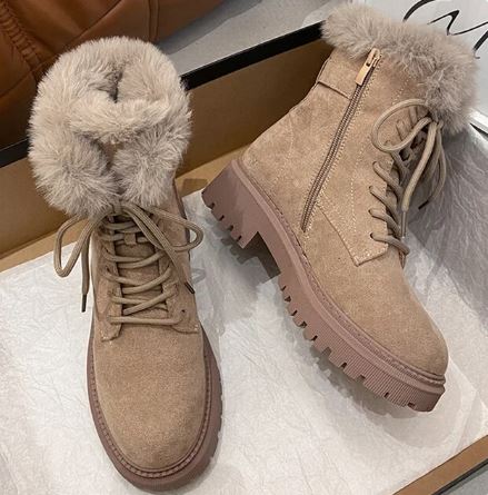 Berg-Feldt | Bottes d'hiver en suède avec fermeture éclair latérale et fourrure intégrée