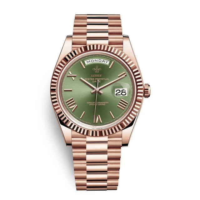 Montre automatique premium berg-feldt avec affichage du jour et de la date