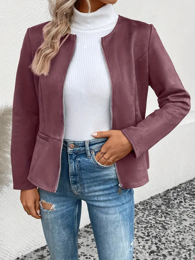 Berg-Feldt | Übergangsjacke Slim Fit mit Reißverschluss und Rundhalsausschnitt