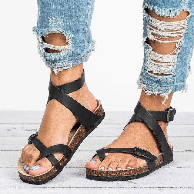 Berg-Feldt sandales plates réglables à brides avec boucle, chaussures d'été