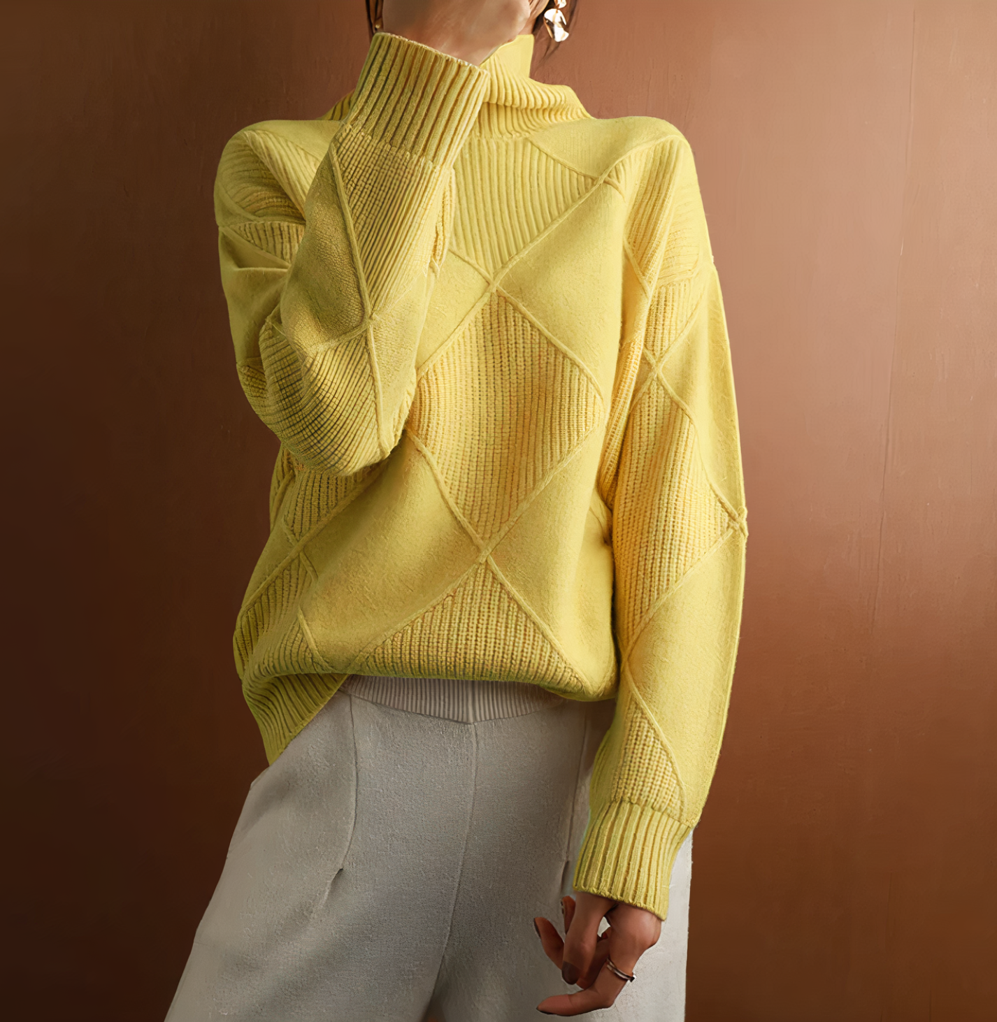 Rollkragenpullover mit langen Ärmeln – Ellie