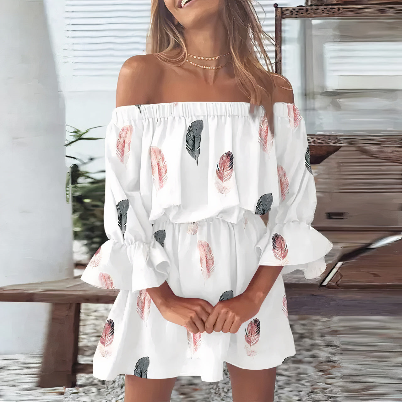 Schulterfreies Abendkleid Ema