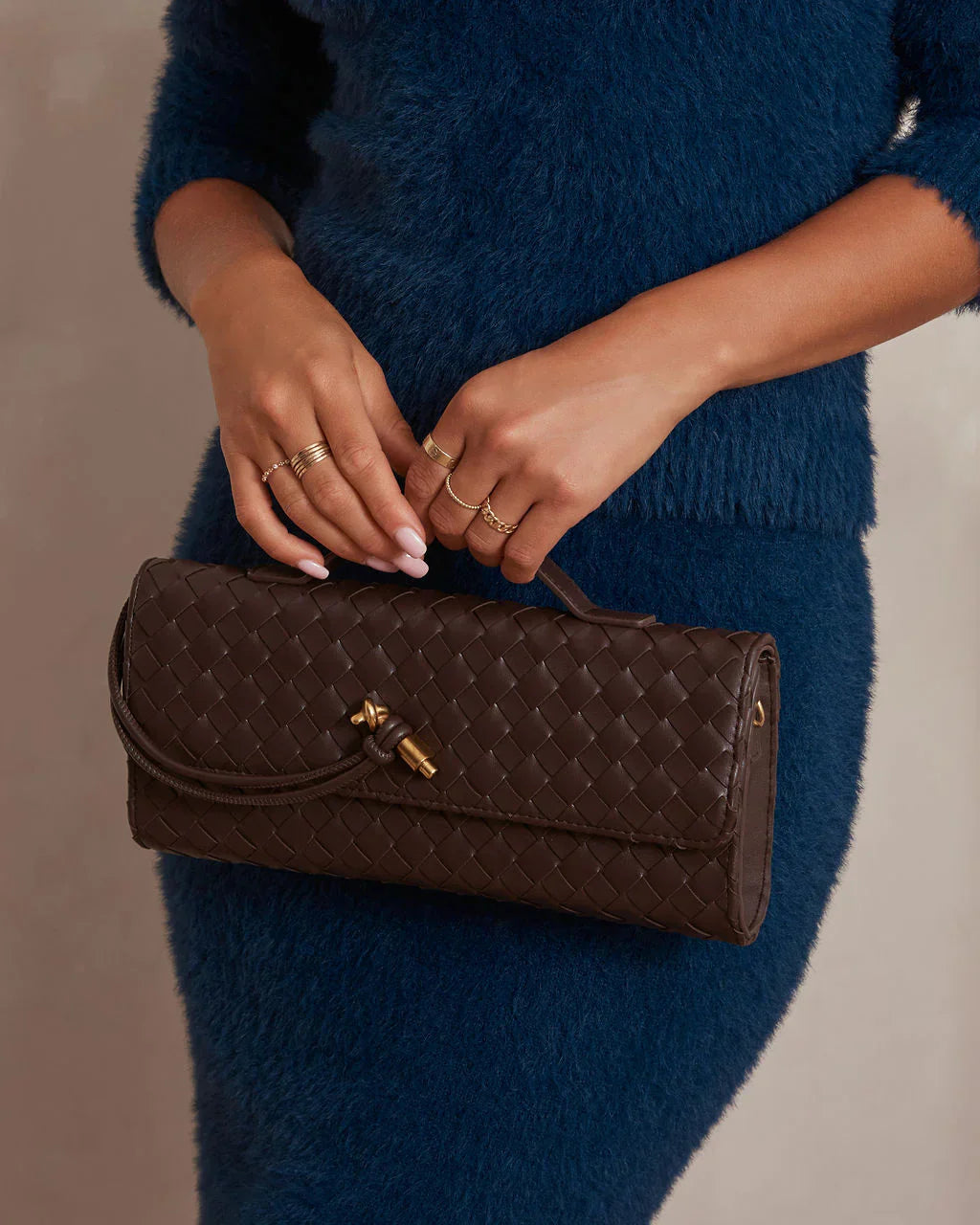 Berg-Feldt | Kaffee Damen Handtasche mit Geflochtenem Design - Berg-Feldt