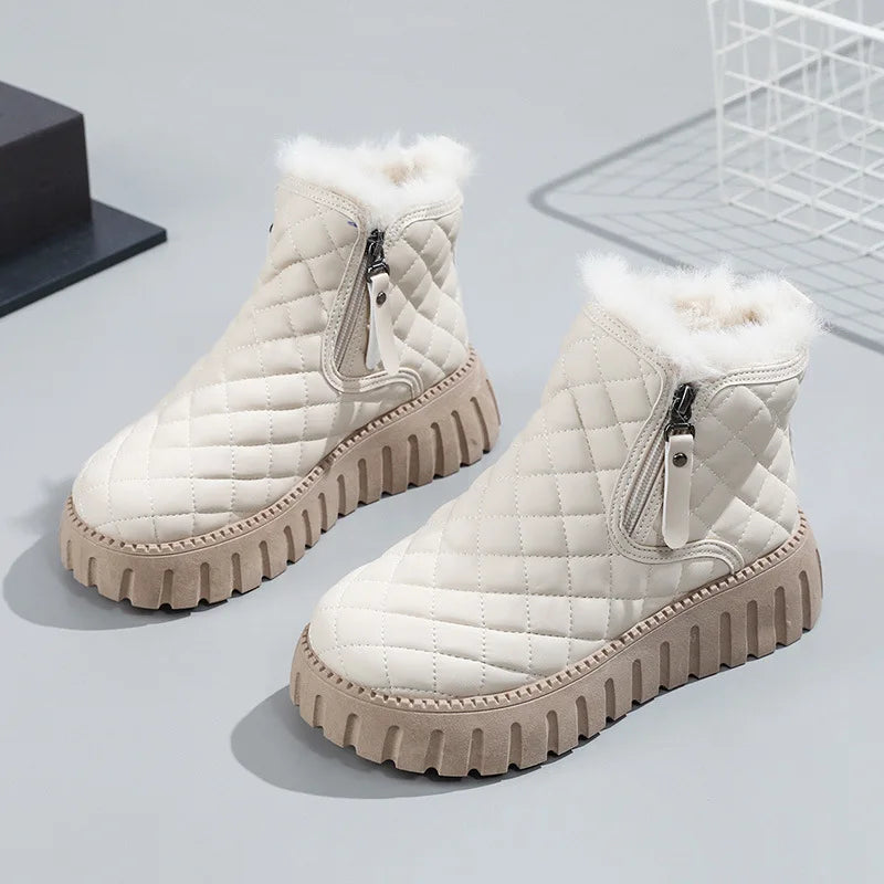 Bottes matelassées épaisses pour femmes