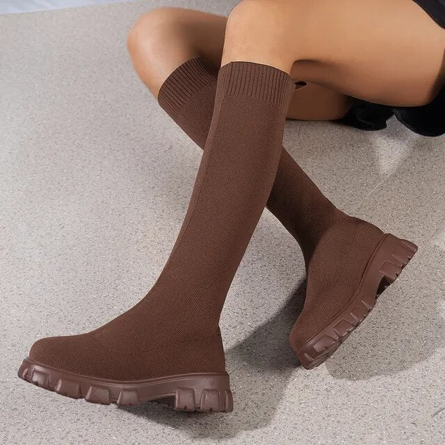 Bottes-chaussettes montantes extensibles Emma