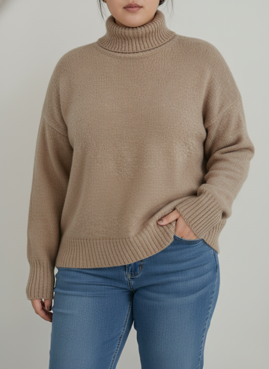 Pull col roulé en maille aspect cachemire pour femme | Grandes tailles