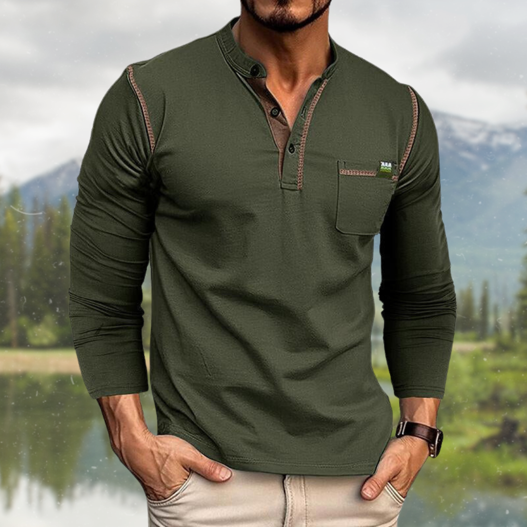 Lässiges Herren-Polohemd mit langen Ärmeln von berg-feldt