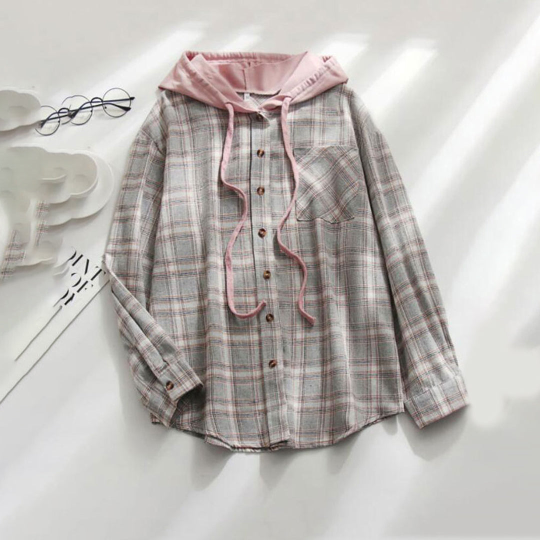 Berg-Feldt | Karierte Hemd mit Kapuze und Knöpfen Baumwolle/polyester Lässig und Trendy