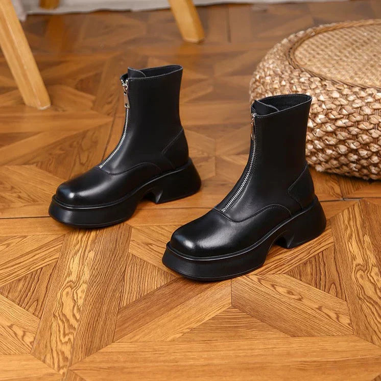 Berg-Feldt | Echtes Leder Modefell Winterstiefel