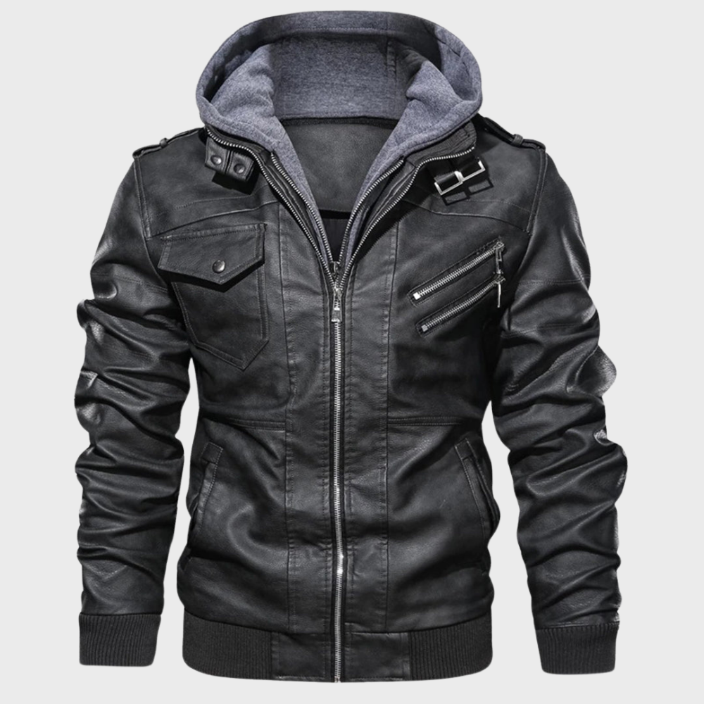 Kapuzen-Lederjacke von Buxller