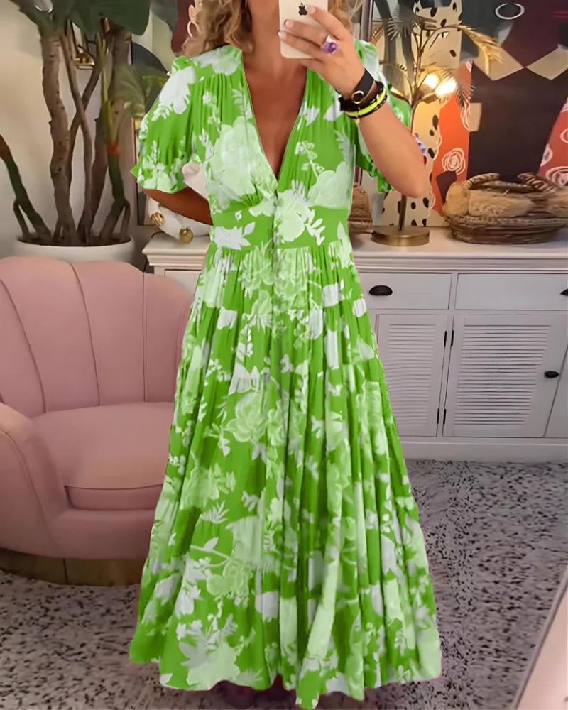 Robe cache-cœur fleurie – Liyana