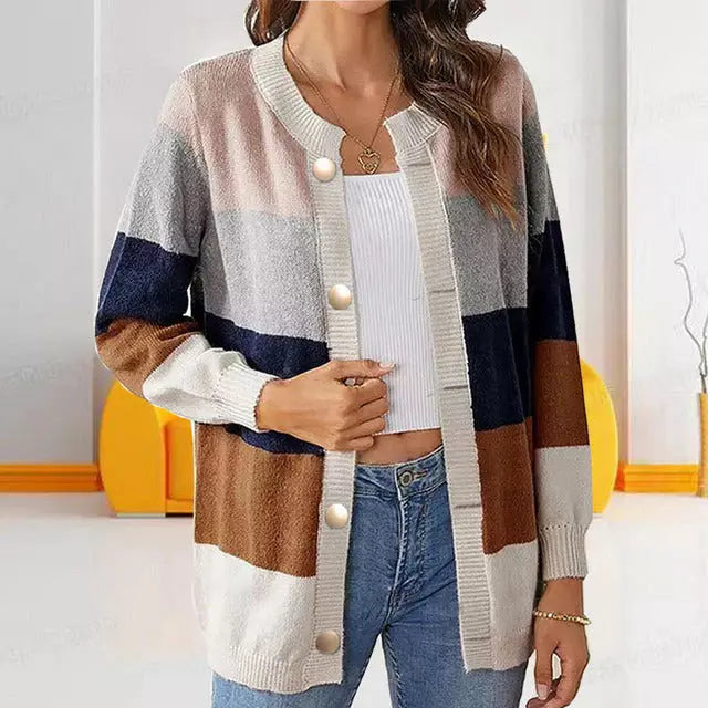 Berg-Feldt | Gestreifte Strickjacke mit Sanften Farbtönen