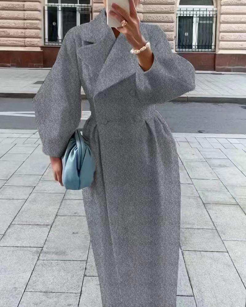 Berg-Feldt | Eleganter Damen Wollmantel Winterklassiker mit Weitem Revers Design