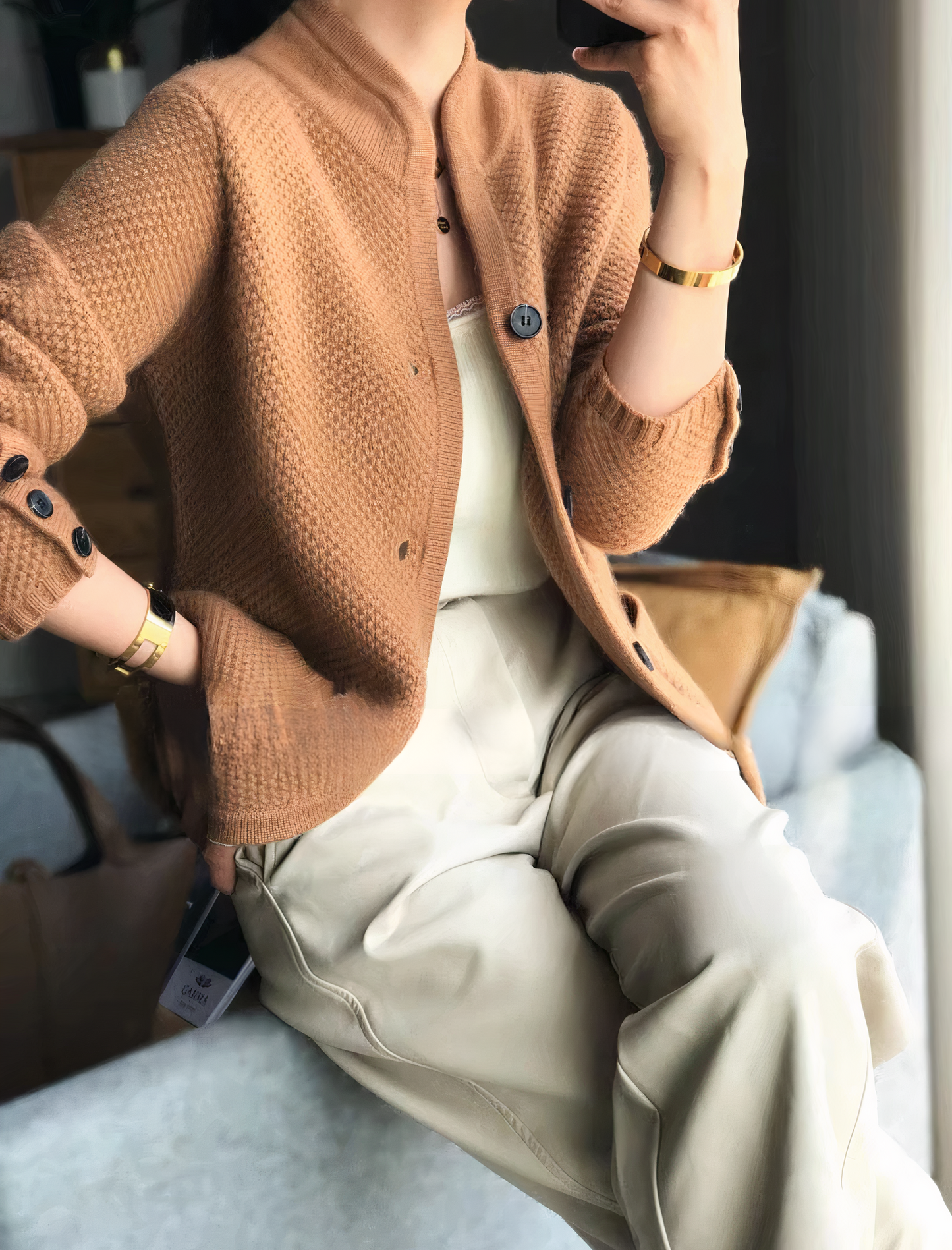 Berg-Feldt | eleganter Kaschmir-Cardigan mit Knopfverschluss für Frauen