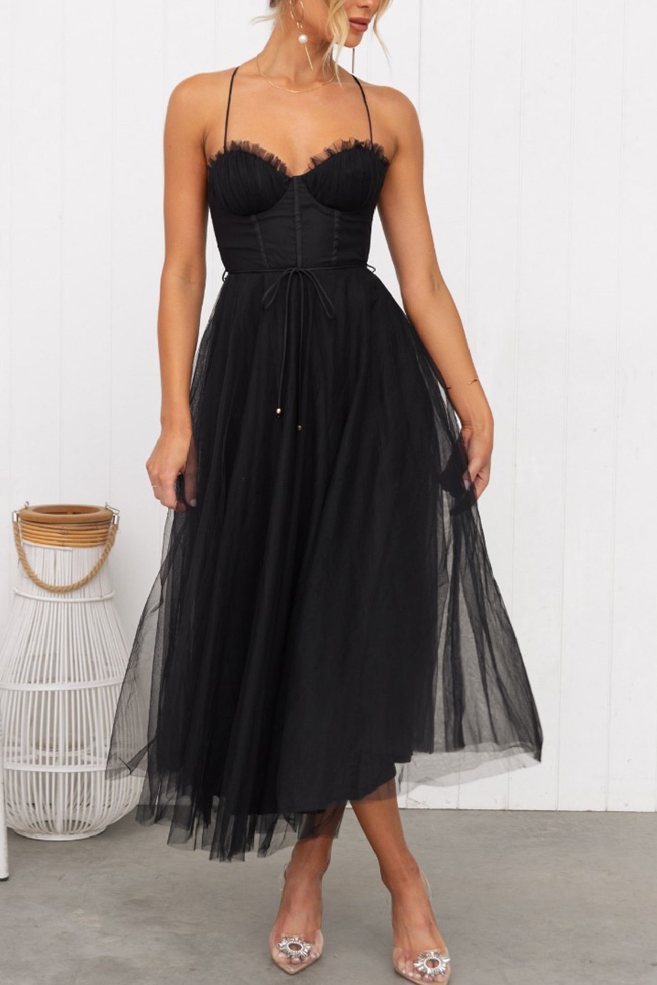 Berg-Feldt Schnür-Cami-Kleid mit Korsett