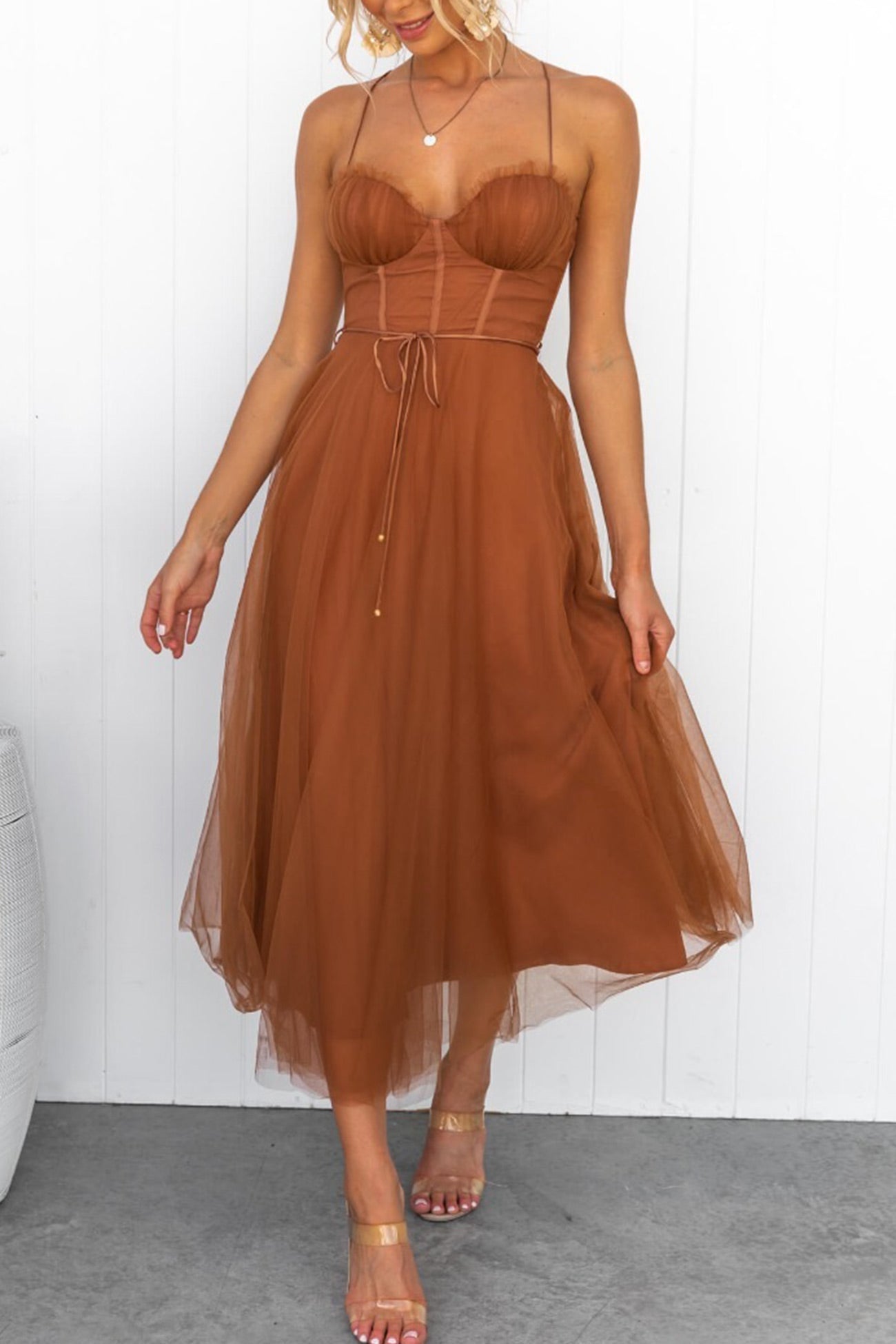 Berg-Feldt Schnür-Cami-Kleid mit Korsett
