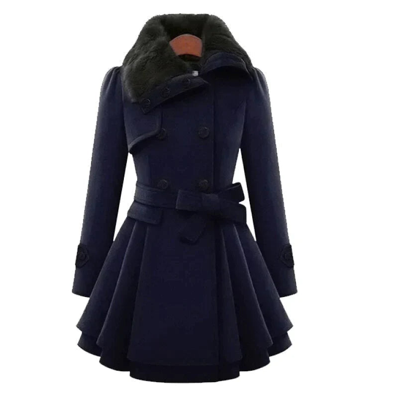 Berg-Feldt | Stilvoller Damen Trenchcoat Mit Veganem Pelz