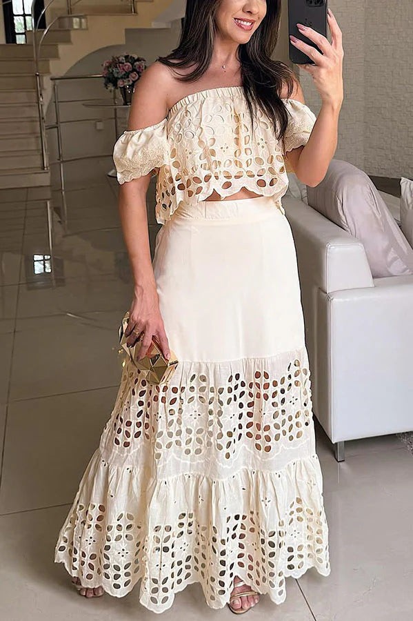 Women's Off-the-Shoulder Lace Detail Maxi Dress by berg-feldt