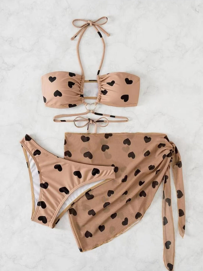 Wickeltuch und Bandeau-Bikini mit Herzprint von berg-feldt für Damen