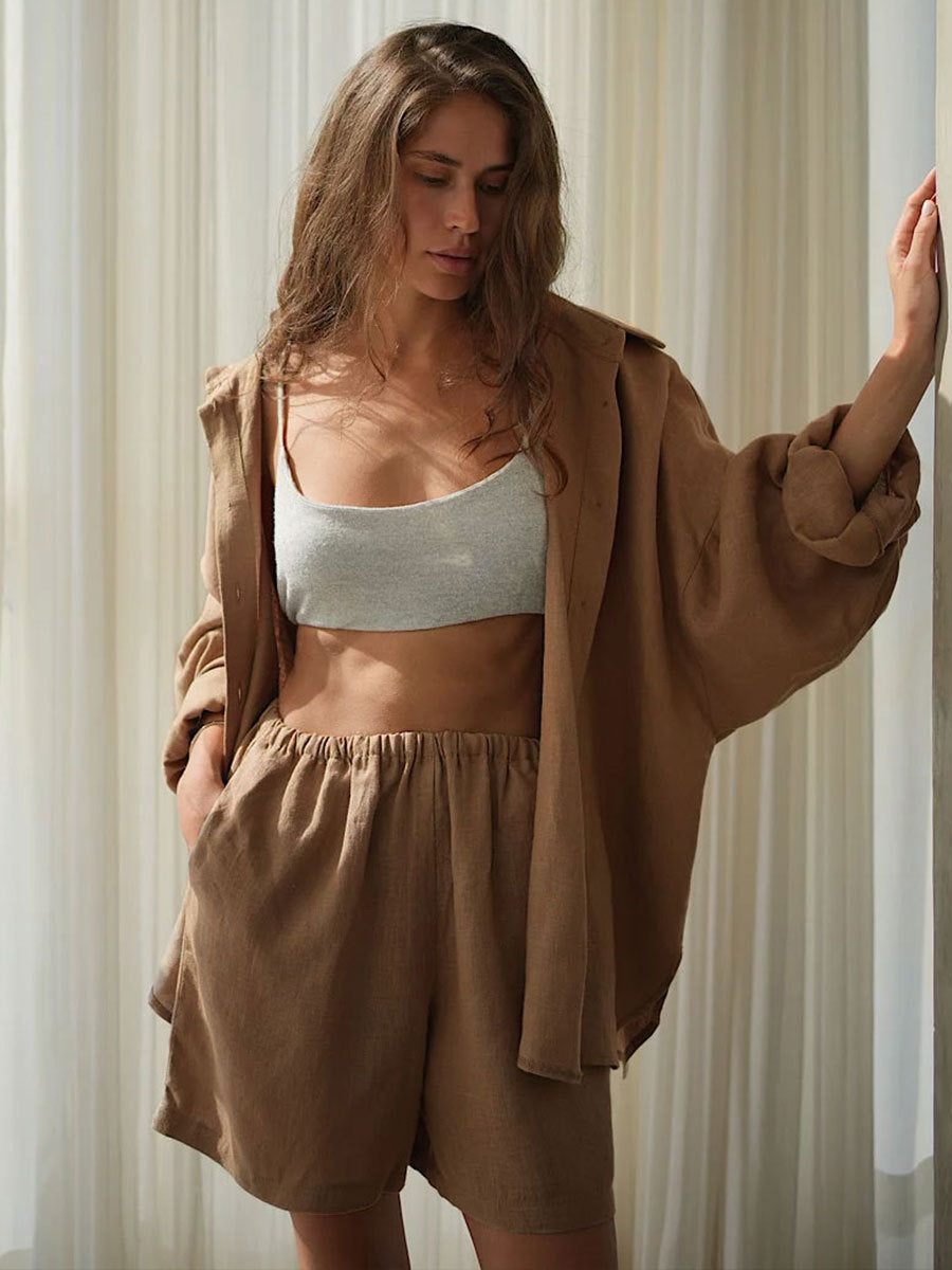 Women's Luxe Tie-Front Shirt and Shorts Set berg-feldt