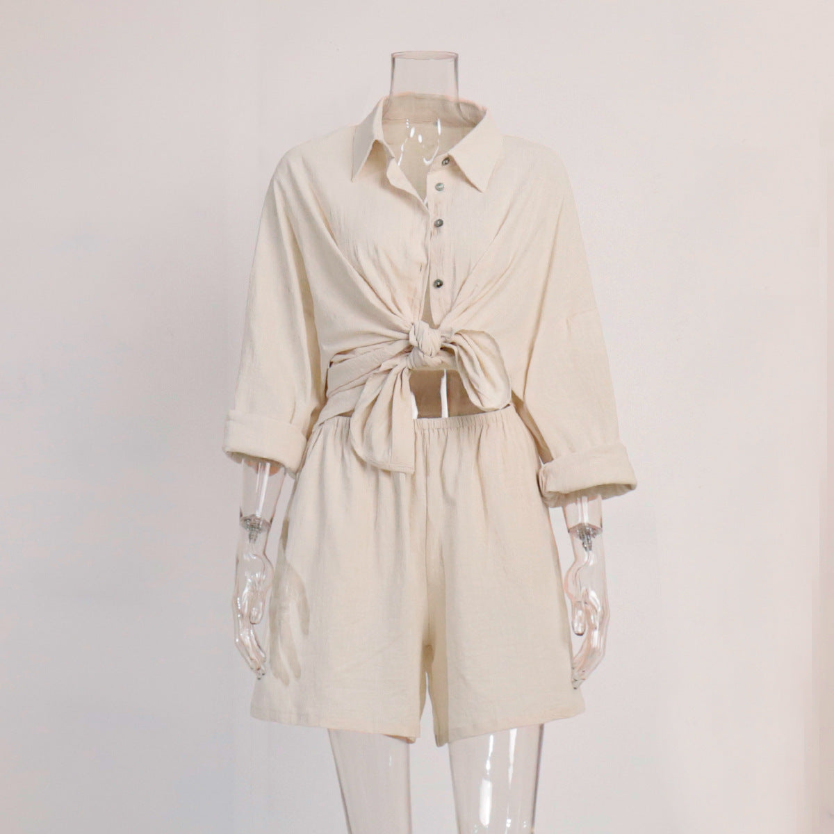 Women's Luxe Tie-Front Shirt and Shorts Set berg-feldt