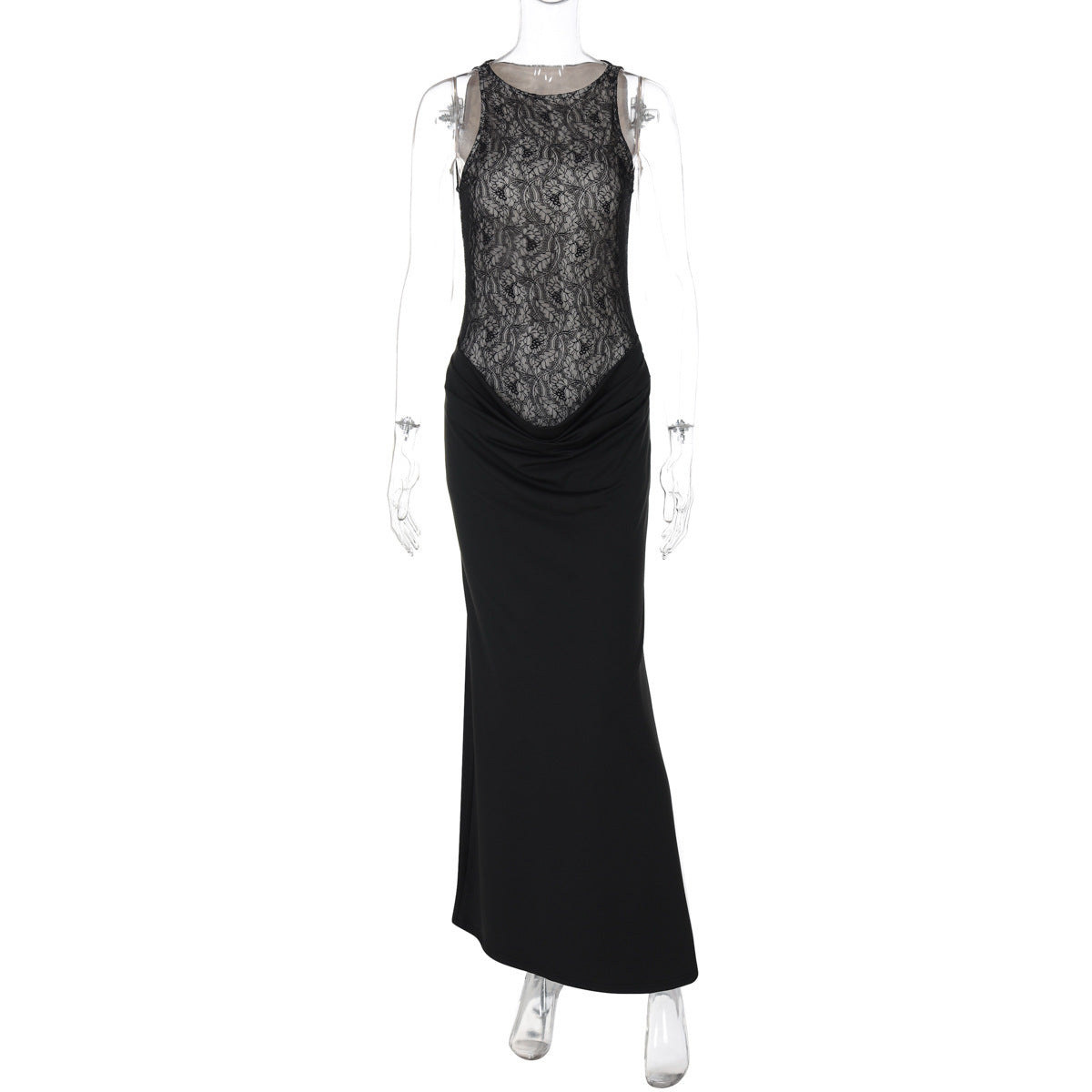 Elegantes Maxi-Kleid mit Spitze und raffinierter Raffung von berg-feldt