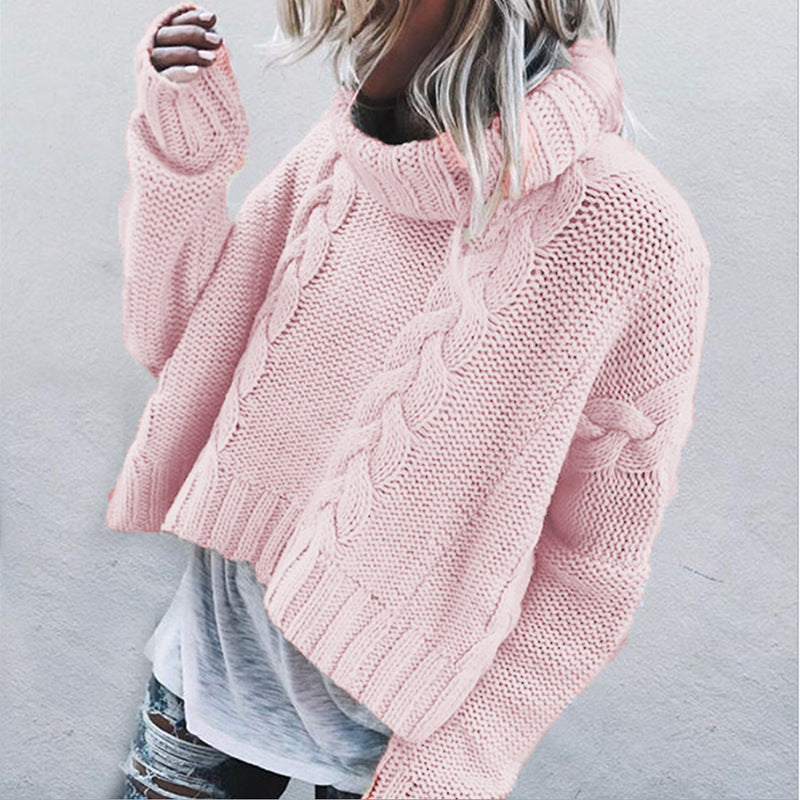 Pull en grosse maille femme avec col roulé volumineux et torsades Berg-Feldt