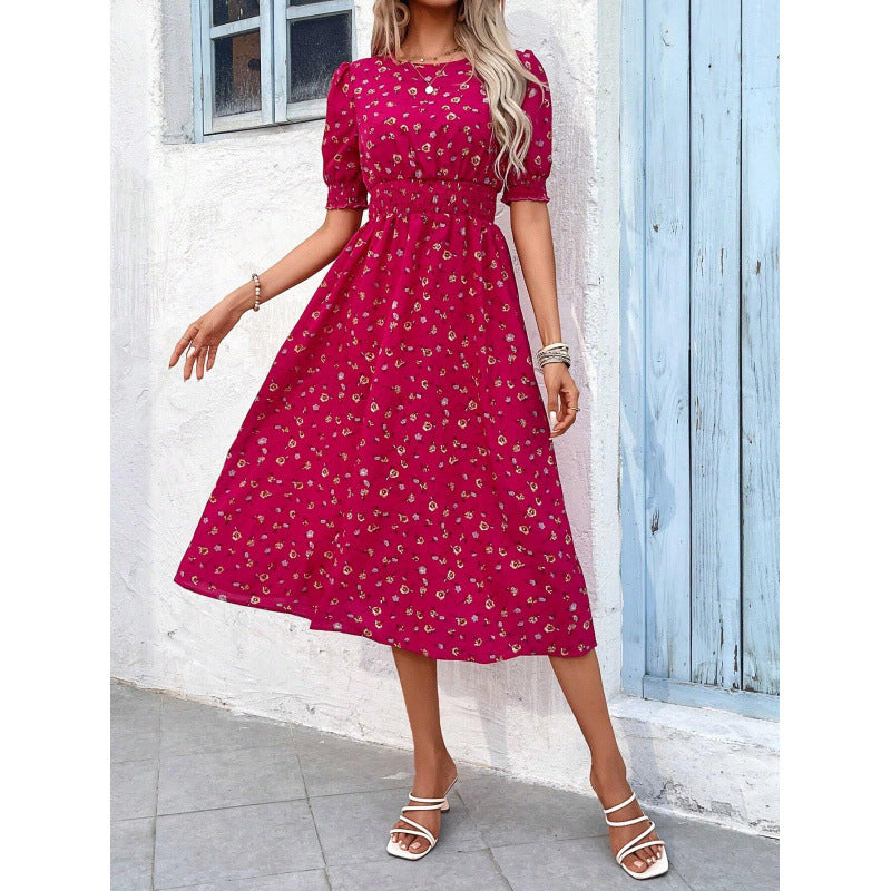 Robe longue fleurie smockée à la taille berg-feldt pour femme